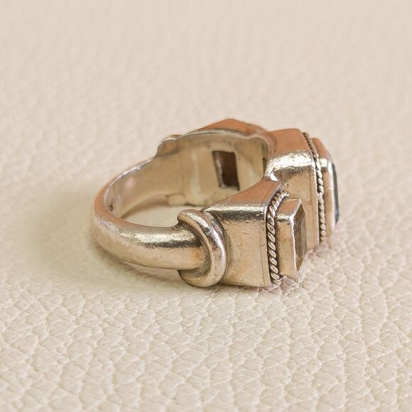 Lori Bonn Vintage Sterling Silver Gemstone Ring–Blue Topaz & Citrine, Size 57.5 - Picture 13 of 16